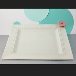 Nora Fleming - Retired Square Swiss Dot Bordered Platter, with x2 Minis